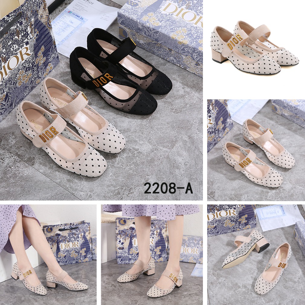 DR Polka Dot Mesh and Suede Baby-D Ballet Pumps #2208-A