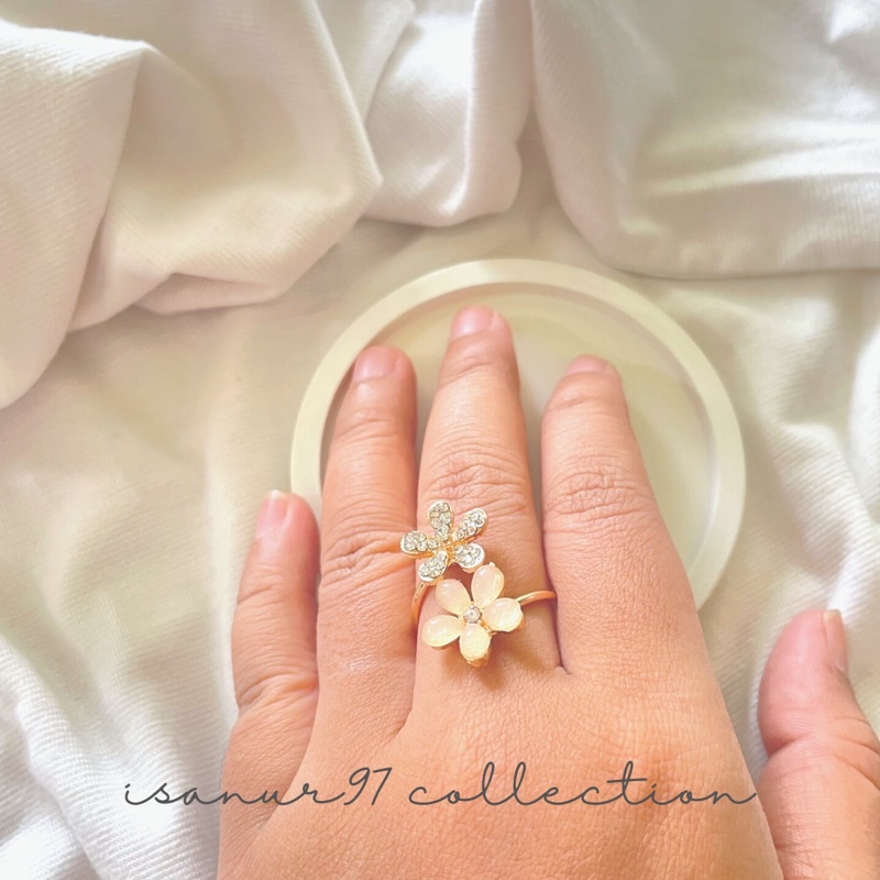 Double Flower Ring | Cincin Bunga Adjustable Cincin Unik Cincin Daisy