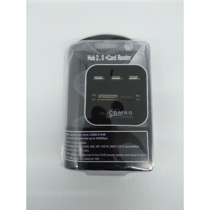 USB HUB 3 PORT + CARD READER 4 SLOT COMBO