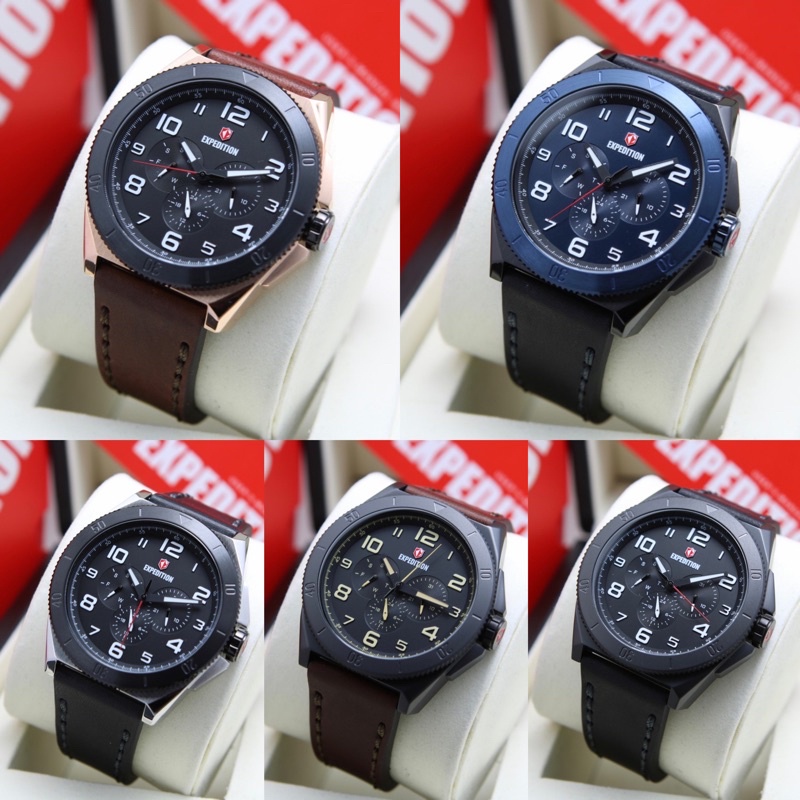 JAM TANGAN PRIA EXPEDITION E 6823 M / E6823 / 6823 ORIGINAL CHRONOGRAPH STRAP KULIT GARANSI RESMI 1 