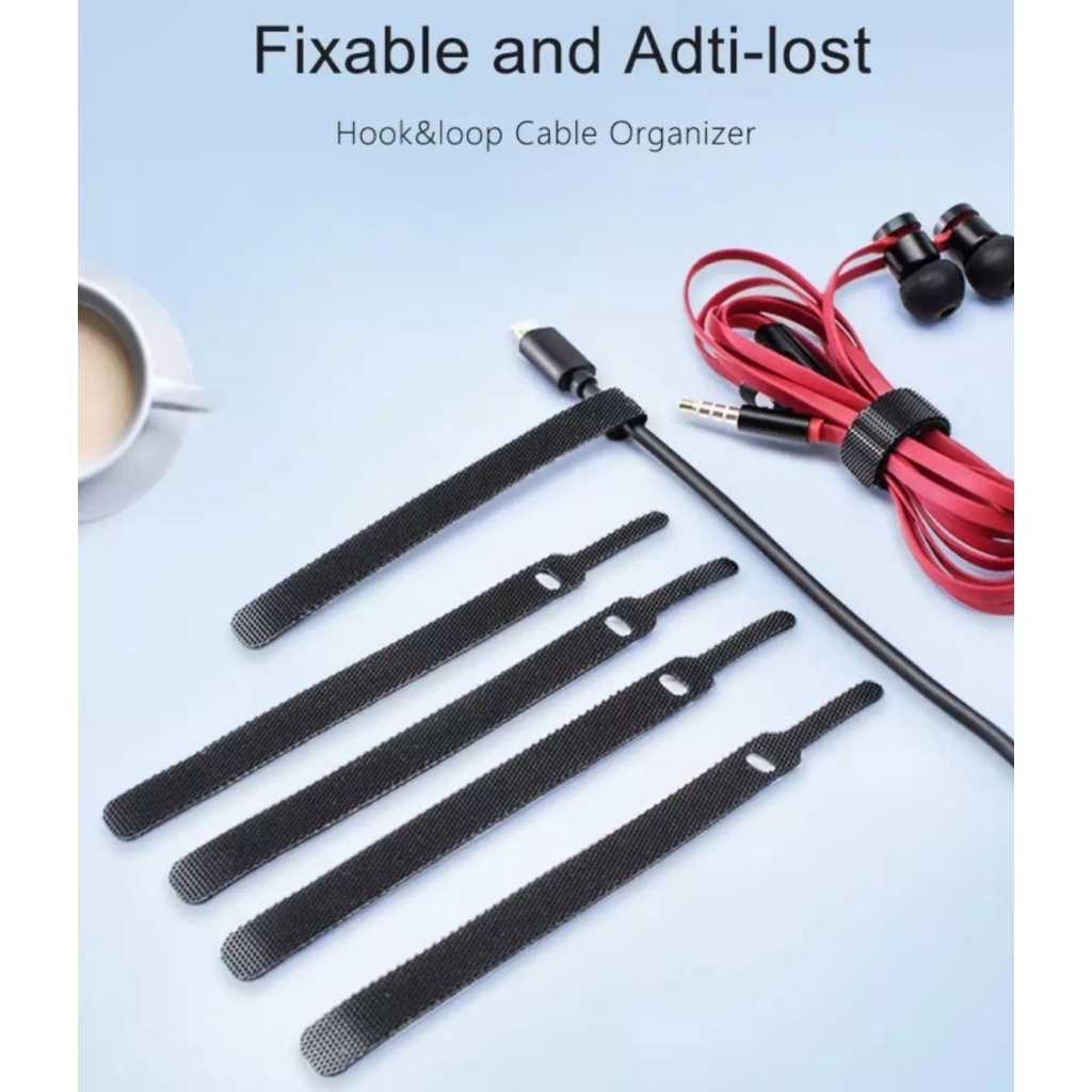 Velcro Tali Pengikat Kabel Organizer Nilon Klip Cable