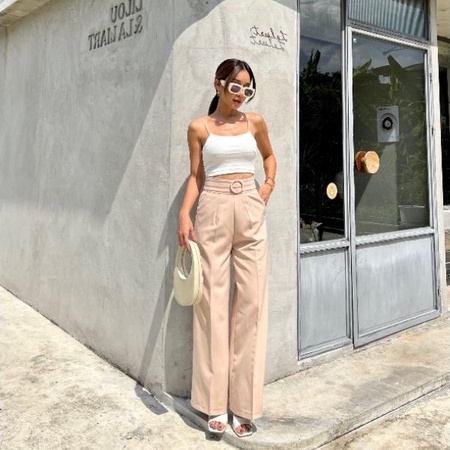 BEFAST - ZEC OOTD Wanita Celana Kulot RYAN / Kenesha Belt Cullote / Celana Wanita Kulot / Basic Long Pant / Celana Kulot Wanita / Celana Polos Casual / Kulot Remaja Kekiniaan / OOTD Ala Style Korean / Terlaris