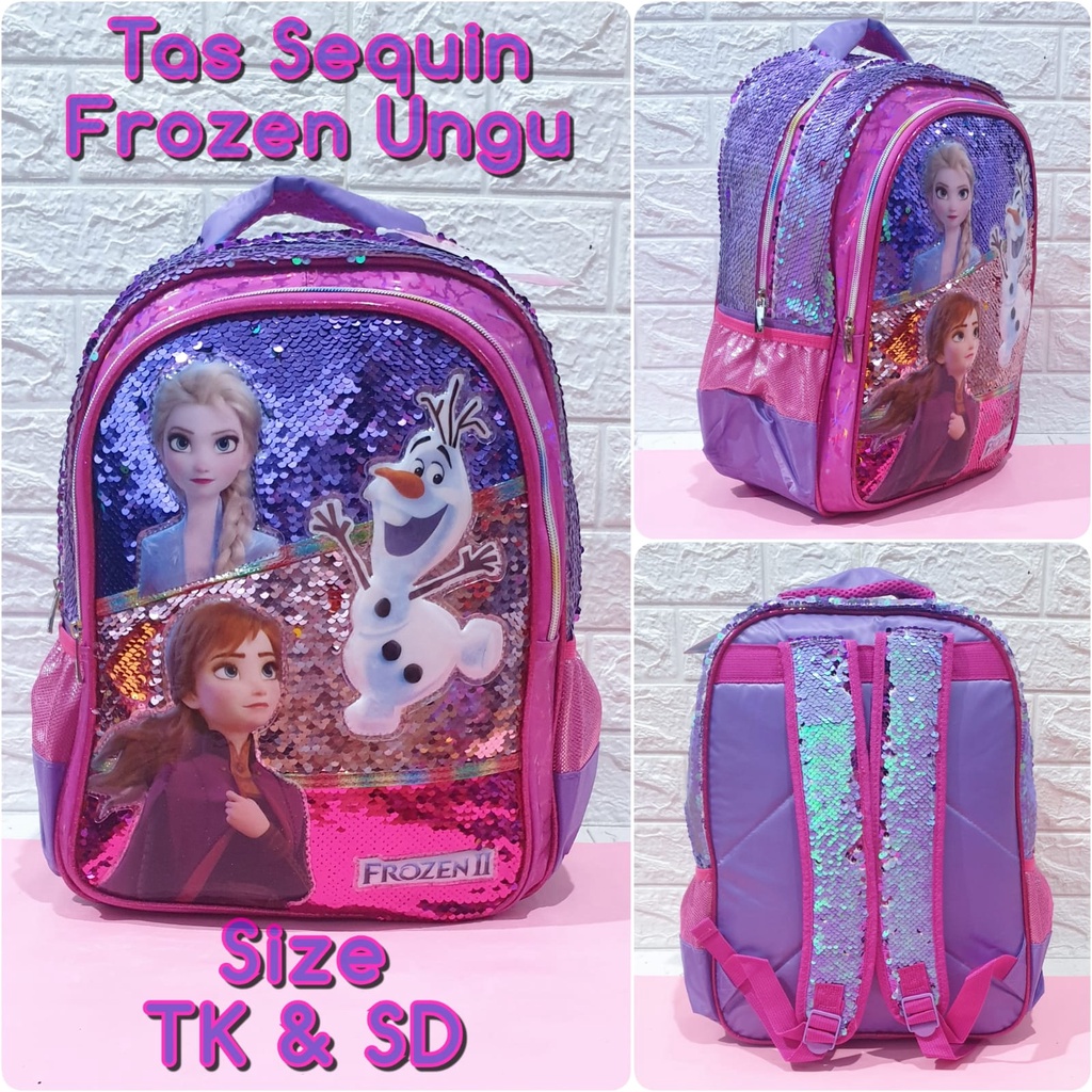 Tas Sekolah Anak TK dan SD Model Sequin Usap Gambar Unicorn LOL Frozen Tas Ransel Import Anak Perempuan TK dan SD