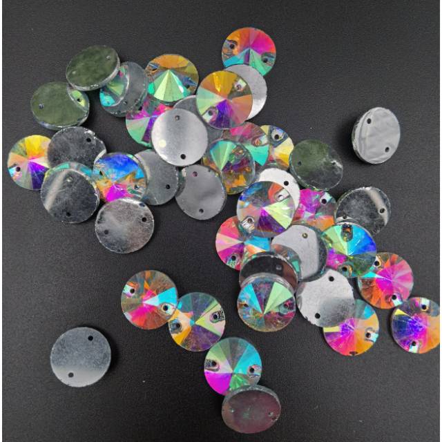 STONE KRISTAL BERLIAN MOTIF BULAT WARNA PELANGI AB UKURAN 10 MM PER LUSIN