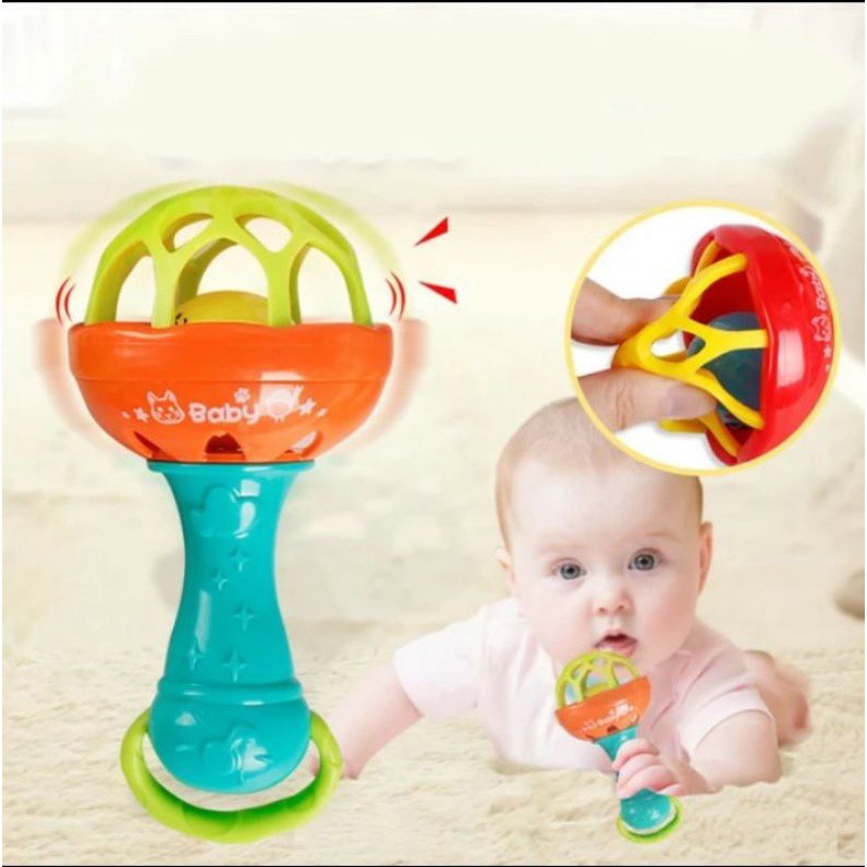 HIPPO LAND Mainan Kerincingan Bayi / teether rattle stick/mainan gigitan bayi BPA FREE 73-74