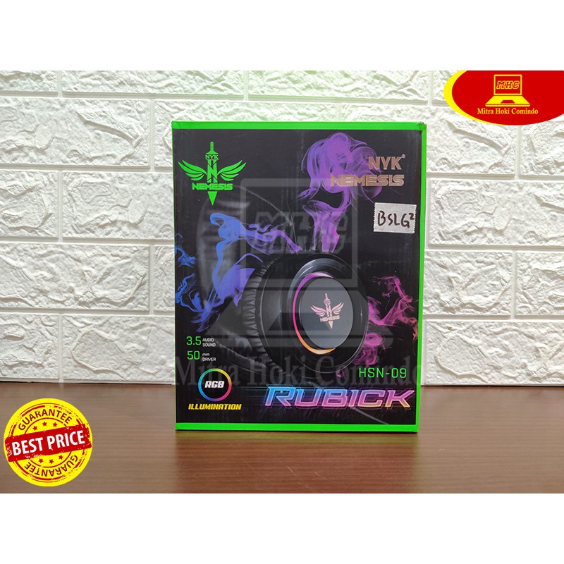 HEADSET HEADPHONE GAMING RGB NYK HS-N09 HS N09 RUBICK USB + JACK AUDIO