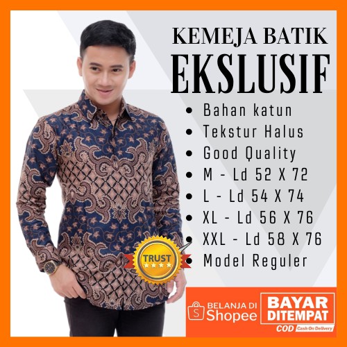 BISA COD BAYAR DI RUMAH AJAA BELI BATIK PREMIUM LENGAN PANJANG SIZE M L XL XXL MODEL REGULER