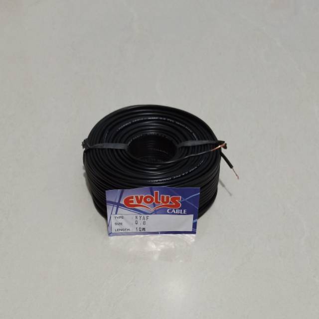 KABEL LISTRIK SERABUT TUNGGAL NYAF 1X0,8mm - 50 meter EVOLUS (hitam/merah/kuning/biru/hijau)