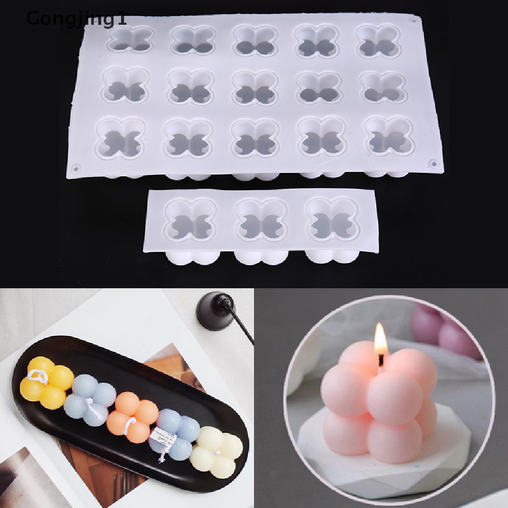 Gongjing1 Cetakan Lilin Aromaterapi Bentuk Kubus Mini Bahan Silikon