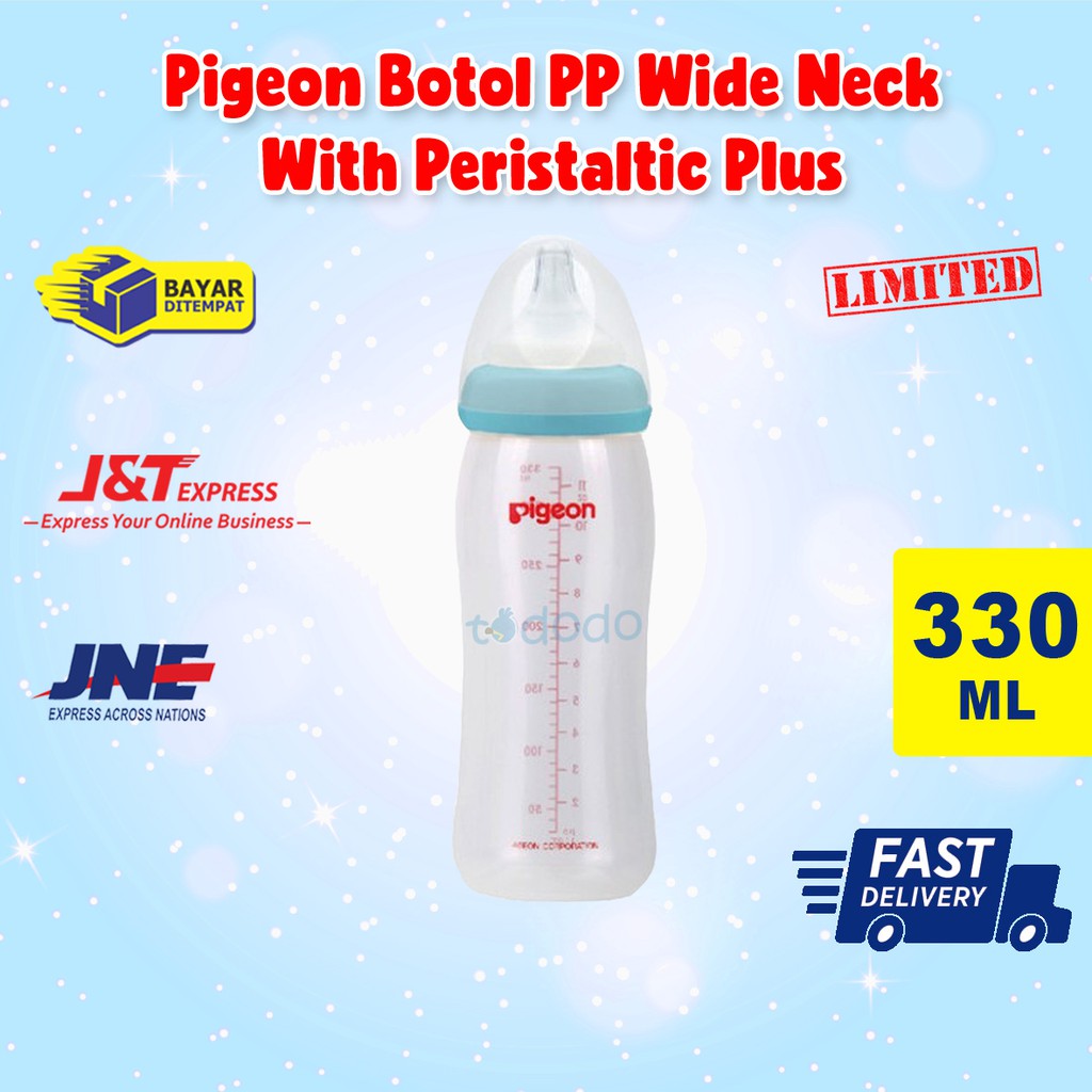 Botol Susu Bayi Pigeon Botol PP Wide Neck 330ml With Peristaltic Plus