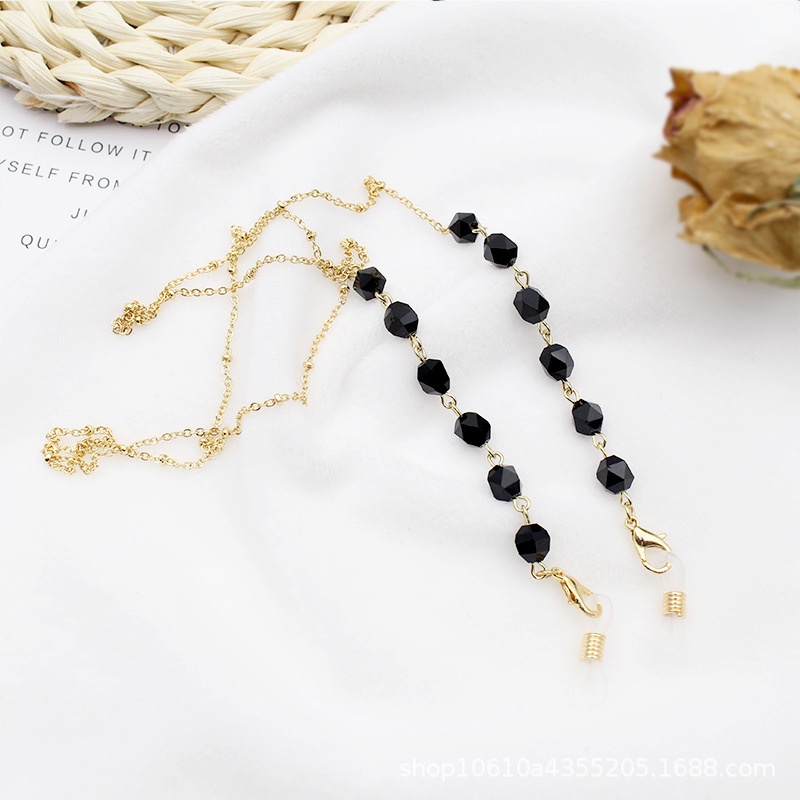 Tali Lanyard Holder Kacamata Anti Hilang Aksen Manik-Manik Kristal