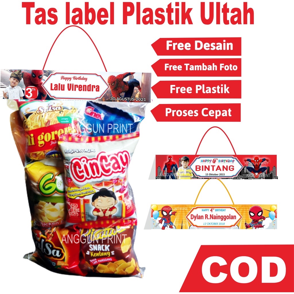 Plastik ulang tahun anak bingkisan snack plastik snack tas ulang tahun goodie bag ulang tahun anak