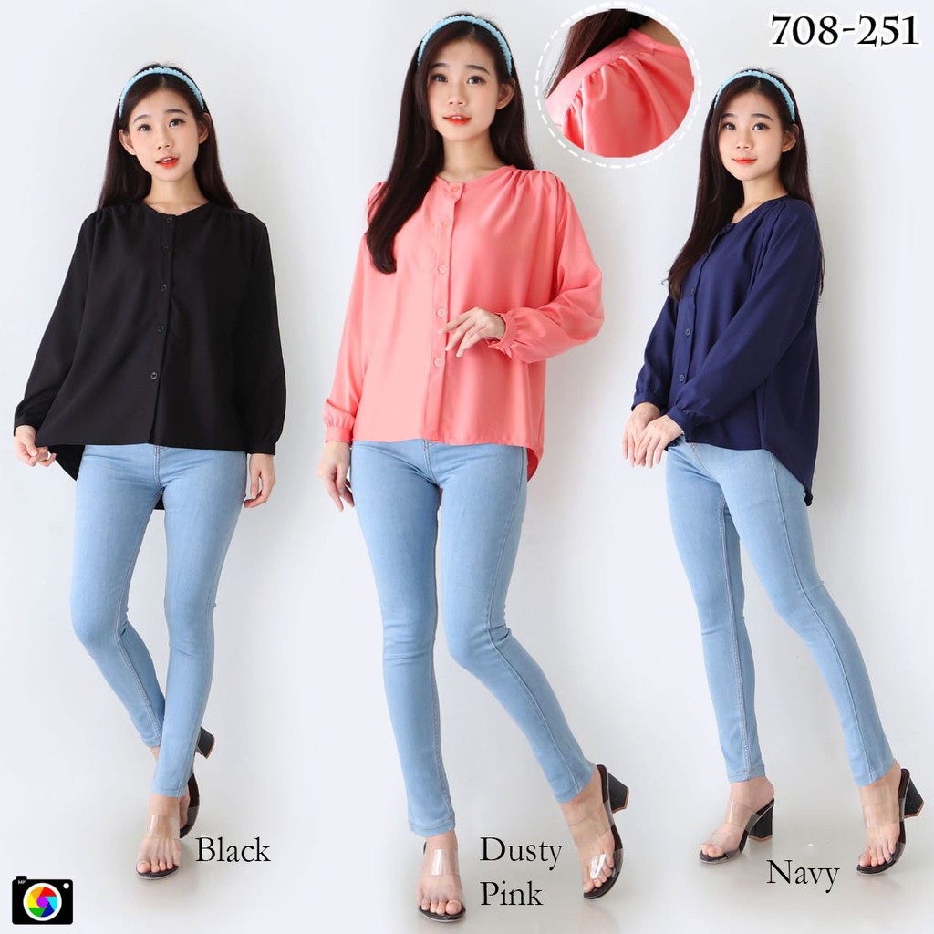 Maudy Shirt - Kemeja Wanita Bahan Shakila (Size M, L, XL, XXL) 708