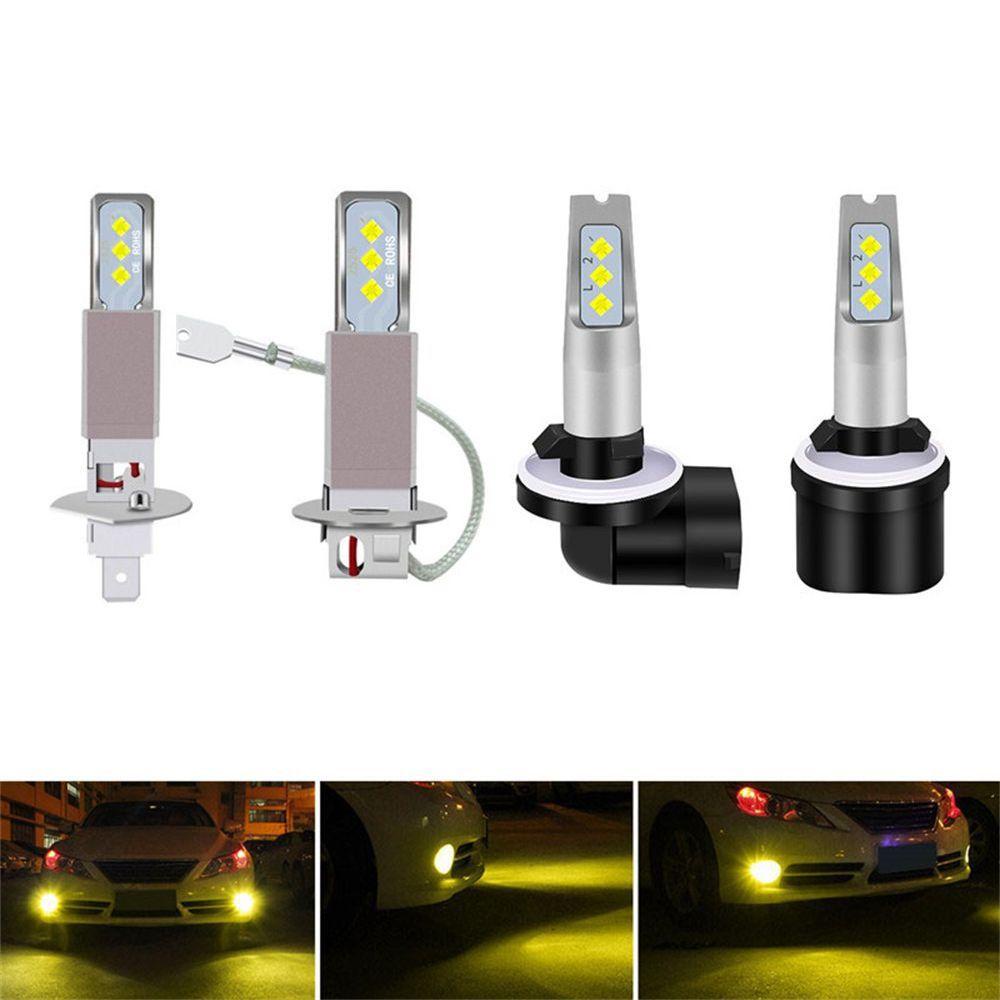 Populer 2Pcs Lampu Kabut Mobil 2Pcs Hi/Low Kit Beam COB LED Super Terang DRL