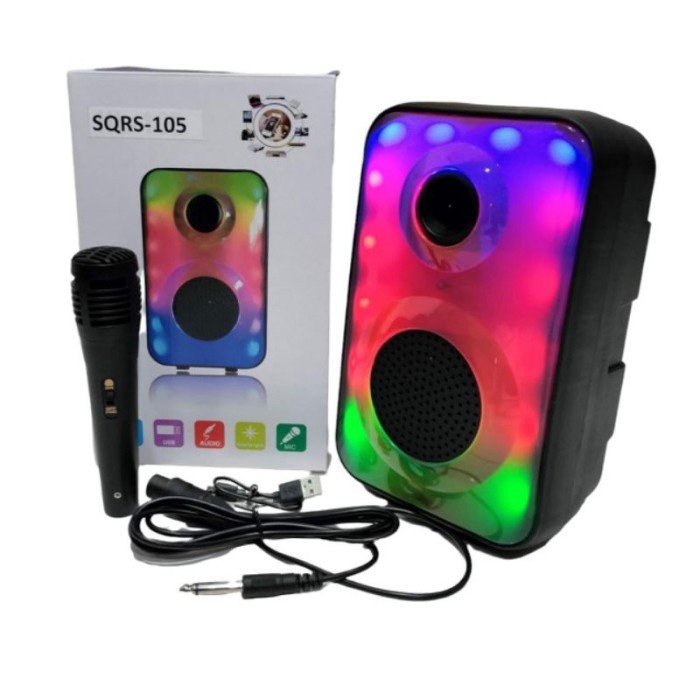 Speaker Karaoke Portable LED Pelangi Plus Mic Bluetooth USB Ukuran 3&quot;