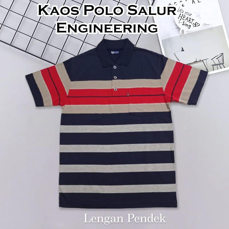 Noveli wear - Kaos kerah pria dewasa motip salur stripe saku lengan pendek 7879