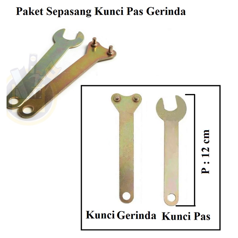 Sepasang Kunci Pas Mesin Gerinda Tangan 4 Inch 4&quot; / Paket Kunci Gerinda + Kunci Pas Gerinda Bor 1 Set