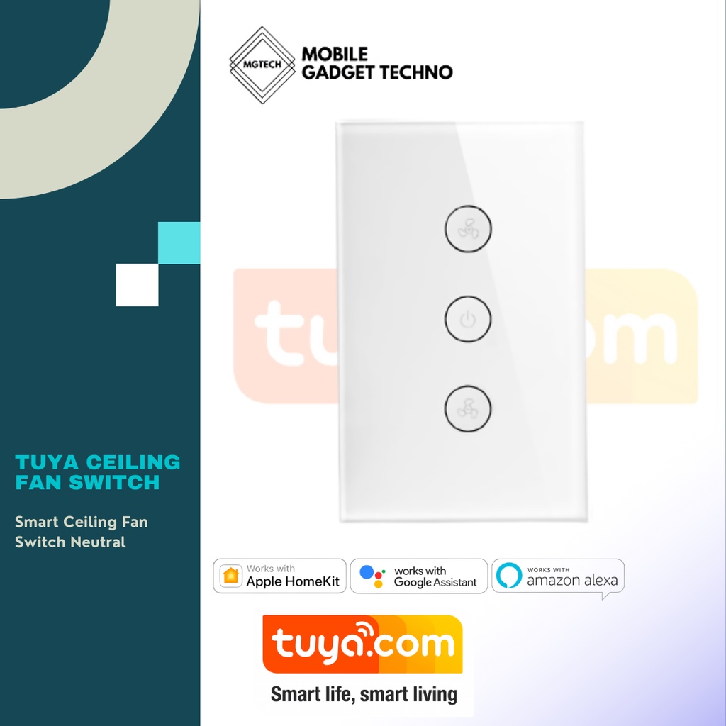 Tuya Smart Ceiling Fan Switch Neutral Saklar Dinding Kipas Home Kit