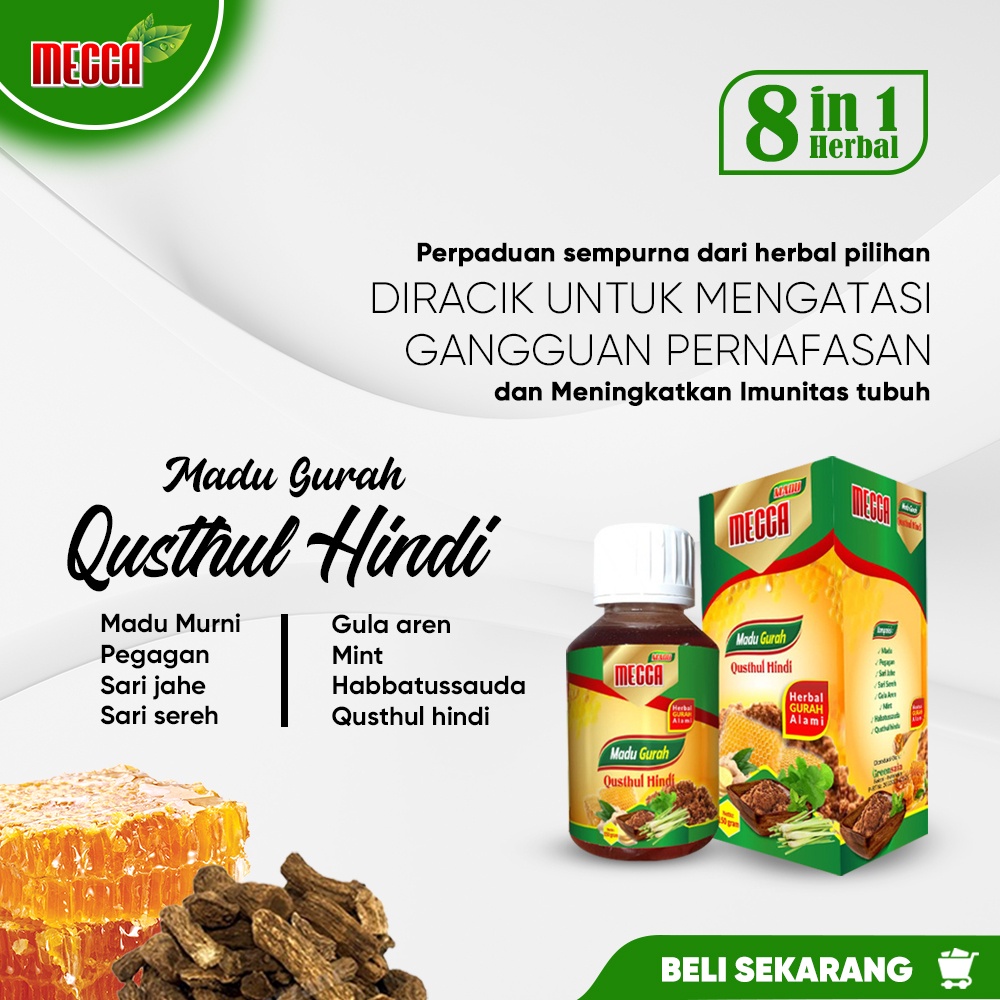 Obat Pengencer Dahak Herbal, Sesak Nafas, Demam, Batuk Flu, Alergi Mecca Madu Gurrah Qusthul Hindi 150gr