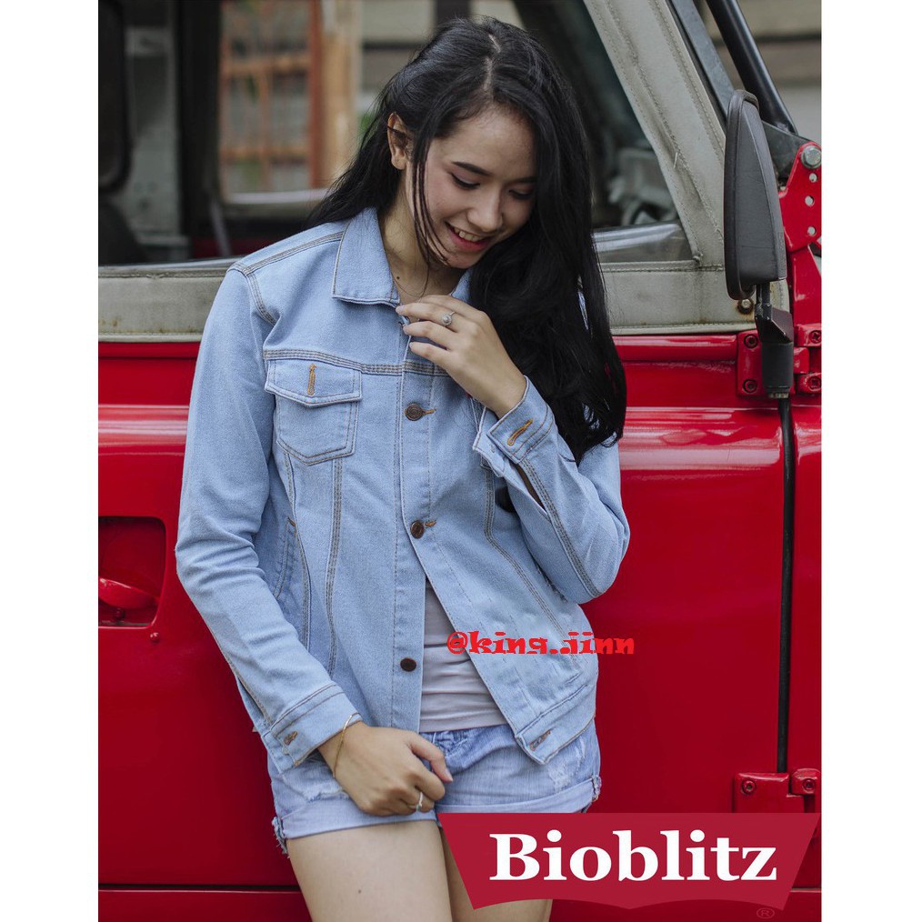 Jaket Jeans Denim Premium Wanita All Size - Jumbo Oversize - Biowash