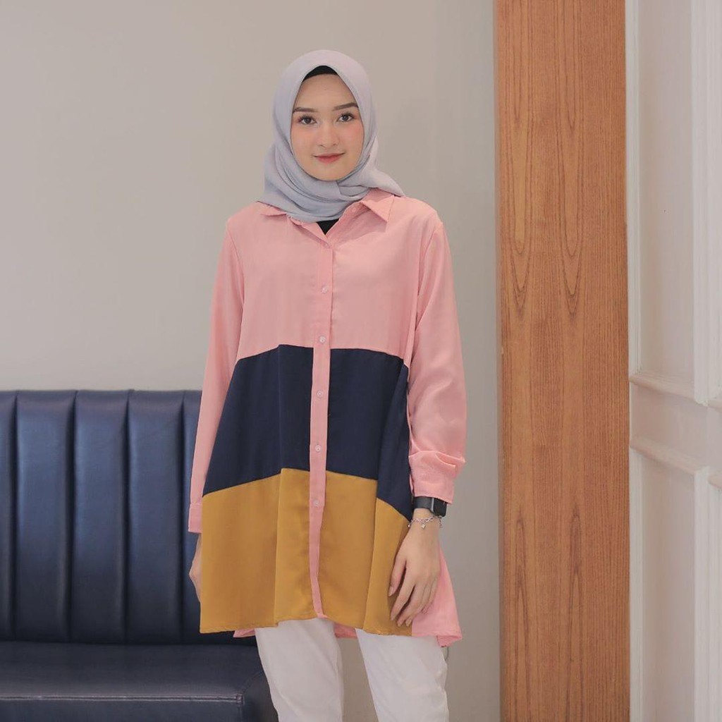 NEW YEAR SALE!! TUNIK TRICO / TUNIK MOSCREPE TIGA WARNA CASUAL ATASAN WANITA