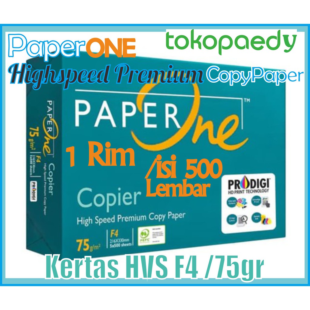 

Kertas HVS F4 75gr PAPERONE Fotokopi Fotocopy /Photocopy Print /per Rim PAPER ONE /isi 500 Lembar