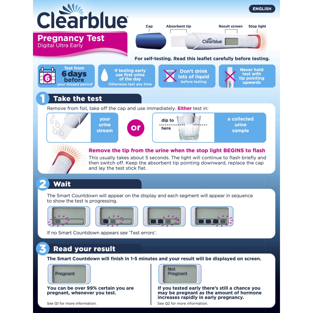 Clearblue Digital Ultra Early Pregnancy Test (TANPA weeks indicator)