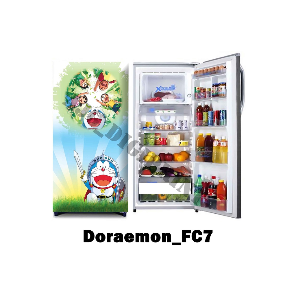 Stiker kulkas 1 pintu motif doraemon