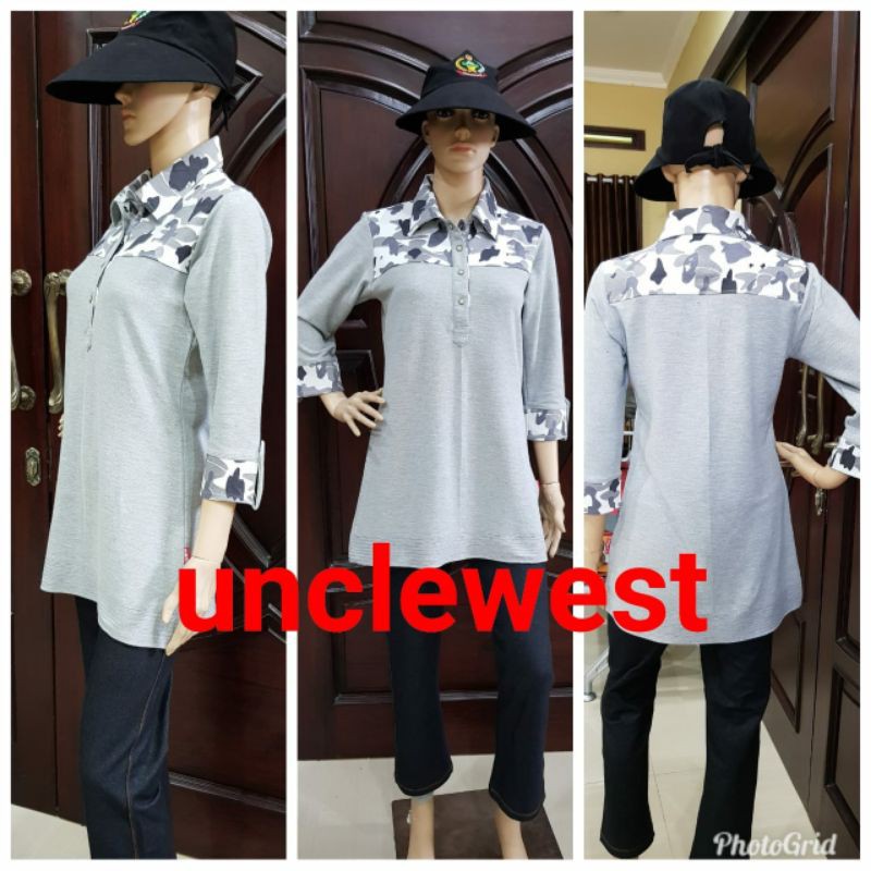 atasan tunik variasi loreng tangan 7/8 uncle west