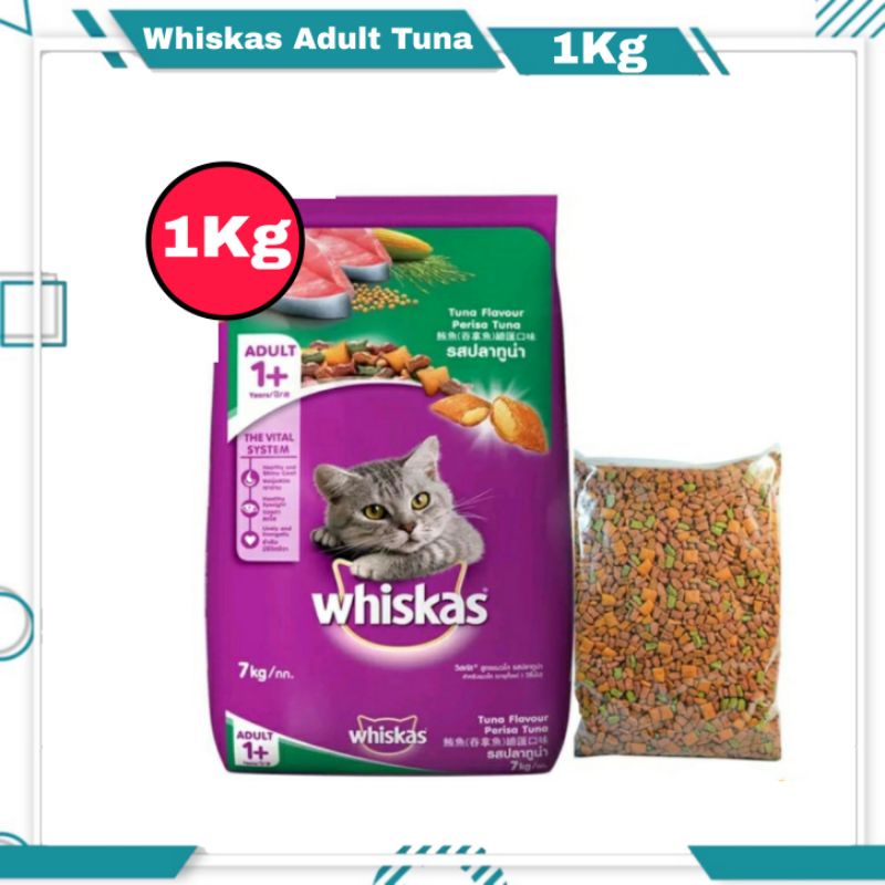 Whiskas Tuna Repack 1kg / Makanan Kucing Whiskas Adult 1+ / Makanan Kucing Kering Untuk Dewasa