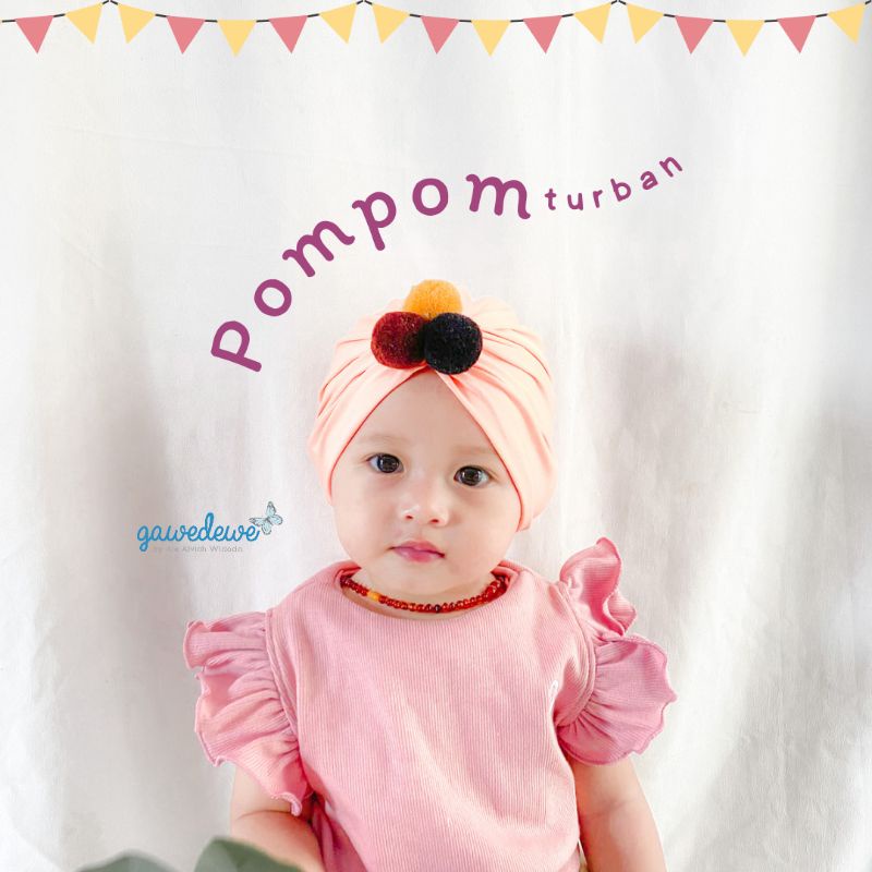 Pompom Turban | Turban Anak Turban Baby Turban bayi Turban anak perempuan Turban Newborn Turban Bung