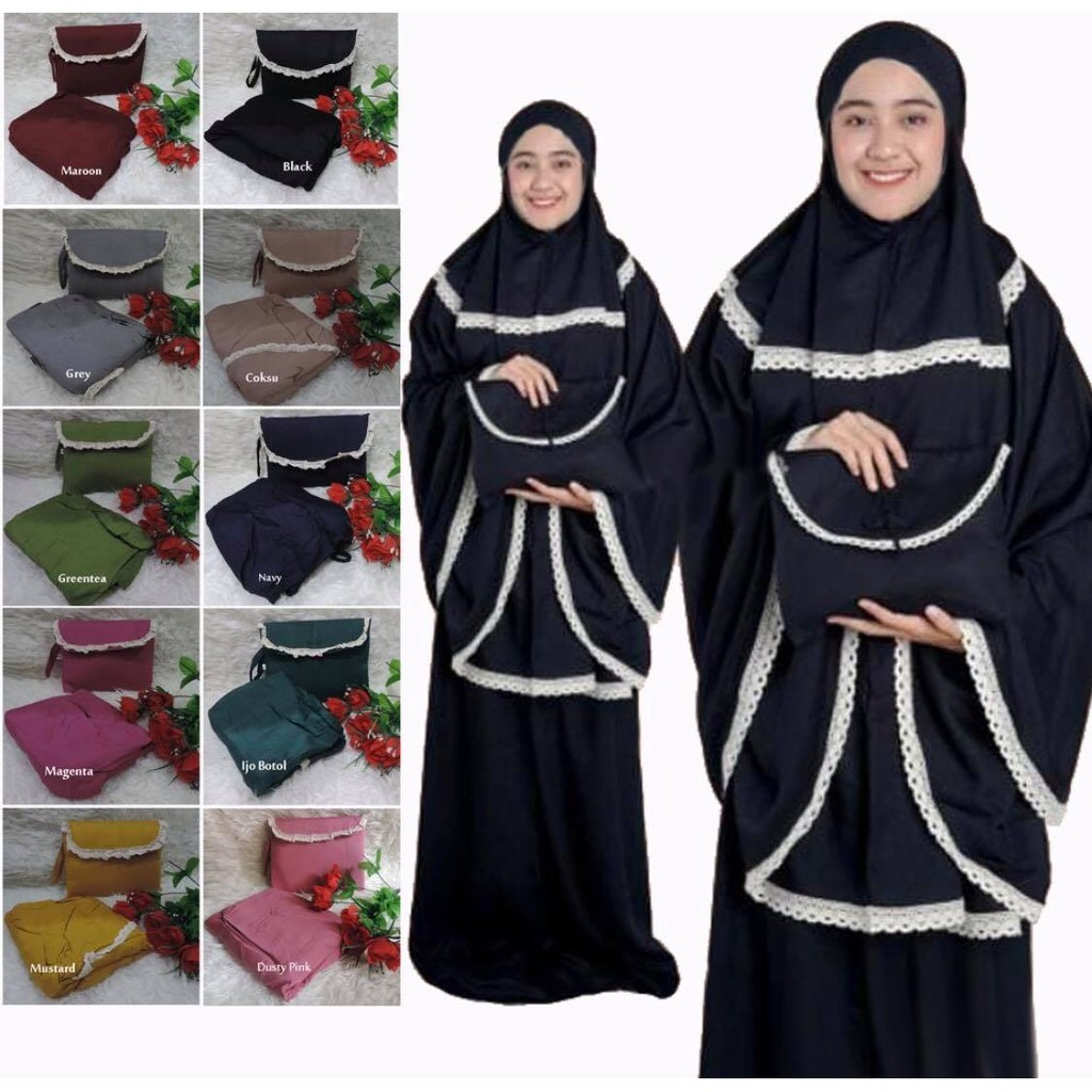 MUKENA RAYON POLOS RENDA DEWASA