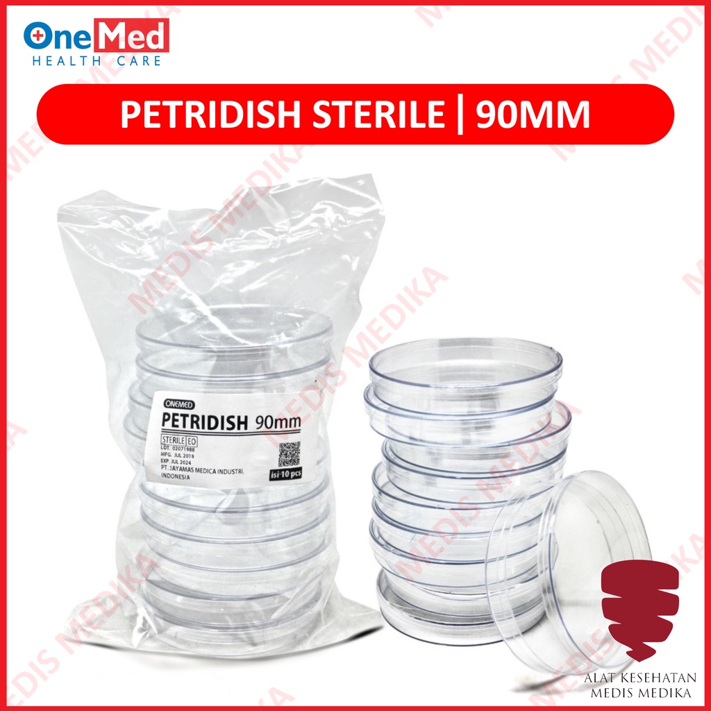 Petri Dish 90 MM X 15 MM Isi 10 Cawan Steril One Med Petridish Sterile 90mm X 15mm Onemed