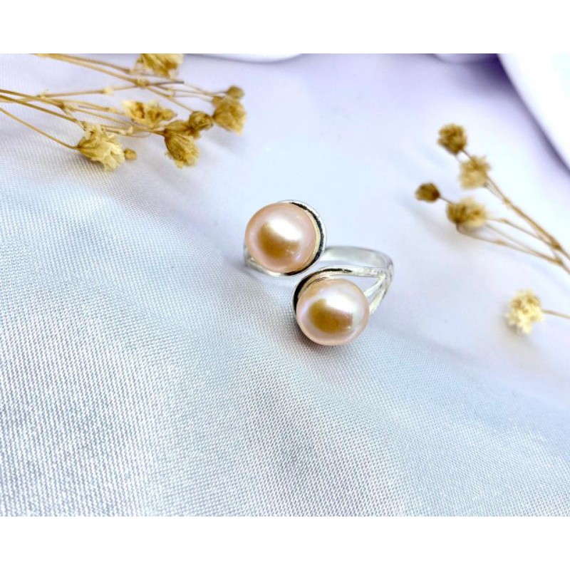 BERSERTIFIKAT CINCIN PERAK 925 MUTIARA LAUT LOMBOK ASLI CINCIN PERAK FLEKSIBEL MUTIARA GRADE A UNIK