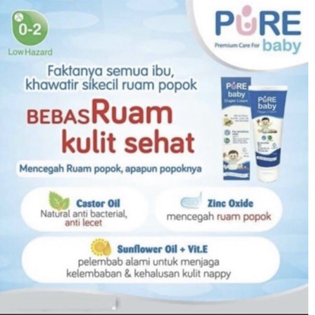 Pure Baby Diaper Cream 200gr - Krim Pencegah Iritasi dan Ruam Popok pada Bayi