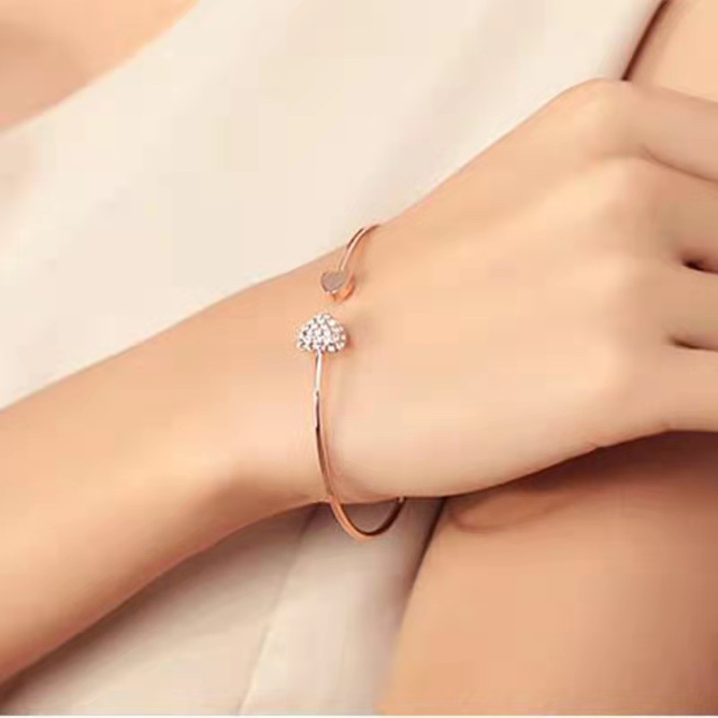 Korean version full diamond heart-shaped love opening gold-plated braceletSZ-001