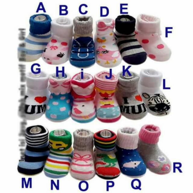 Kaos Kaki Anak Cewek Cowok Baby Boy &amp; Girl Socks (ALL SZ FIT TO: 0-6M)