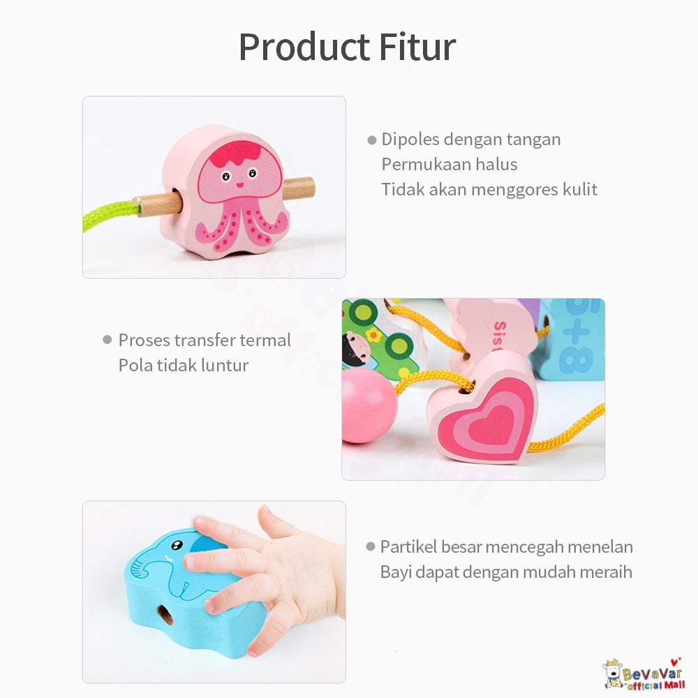 BEVAVAR Mainan Blok Kayu / Wooden Toys /Mainan Kayu Anak