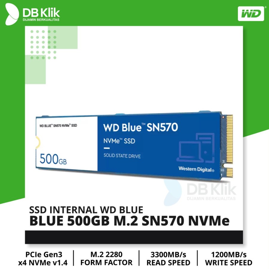 SSD WD BLUE 500GB M.2 SN570 NVMe GEN3 - WD Blue NVMe M.2 SN570 500GB