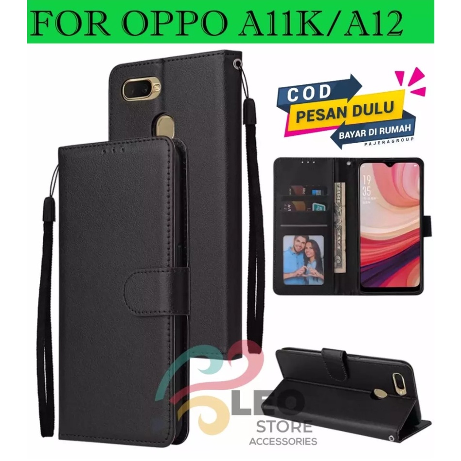 DOMPET HP UNTUK OPPO A11K/A12 NEW LEATHER FLIP CASE OPPO A11K/A12 NEW