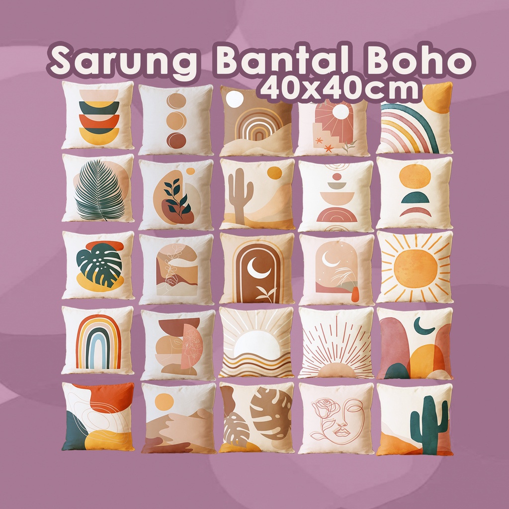 SARUNG BANTAL SOFA PRINT MOTIF BOHO AESTHETIC MEDITERANIA 40X40 CM