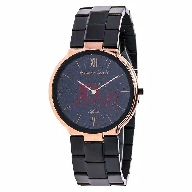 Alexandre Christie Pria/Wanita Ac 8480 Black Rosegold (Bentuk Model Tipis)Garansi Resmi 1 Tahun