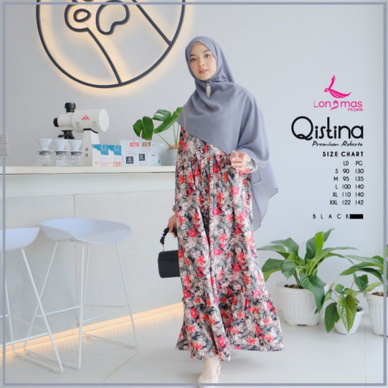 gamis motif ORI Longmas Hijab warna hitam