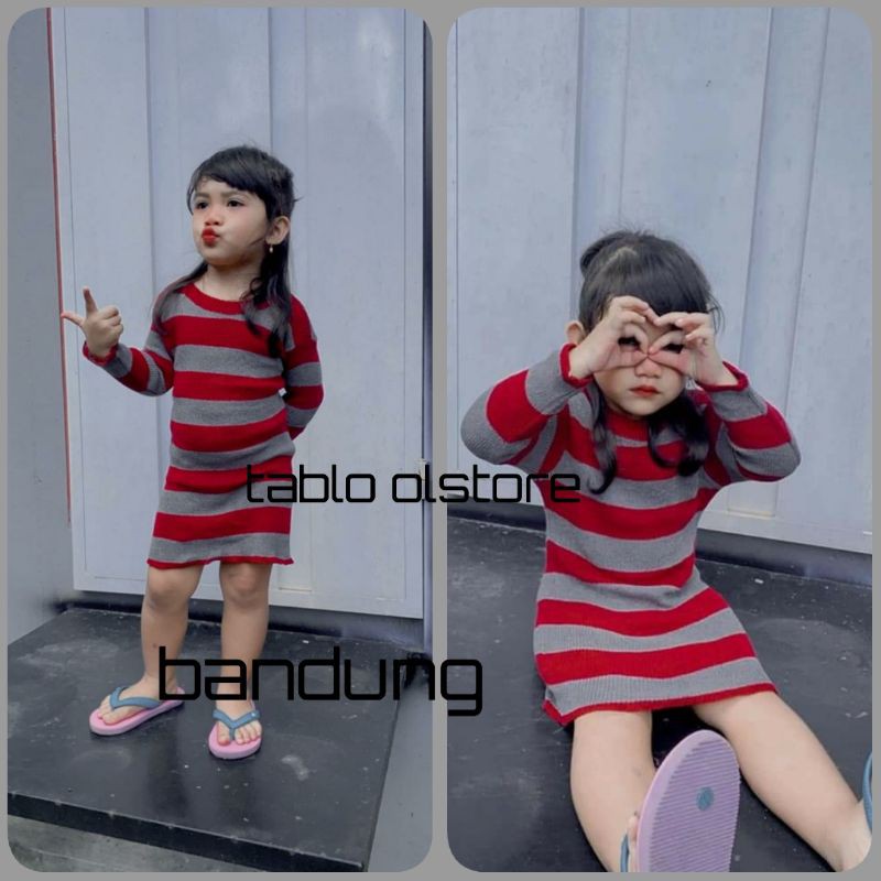 Dress Blaster Lengan Panjang 2 3 4 Tahun Baju Rajut Dres Anak Perempuan