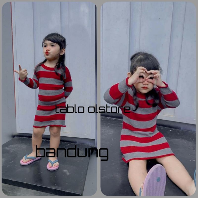 Dress Blaster Lengan Panjang 2 3 4 Tahun Baju Rajut Dres Anak Perempuan