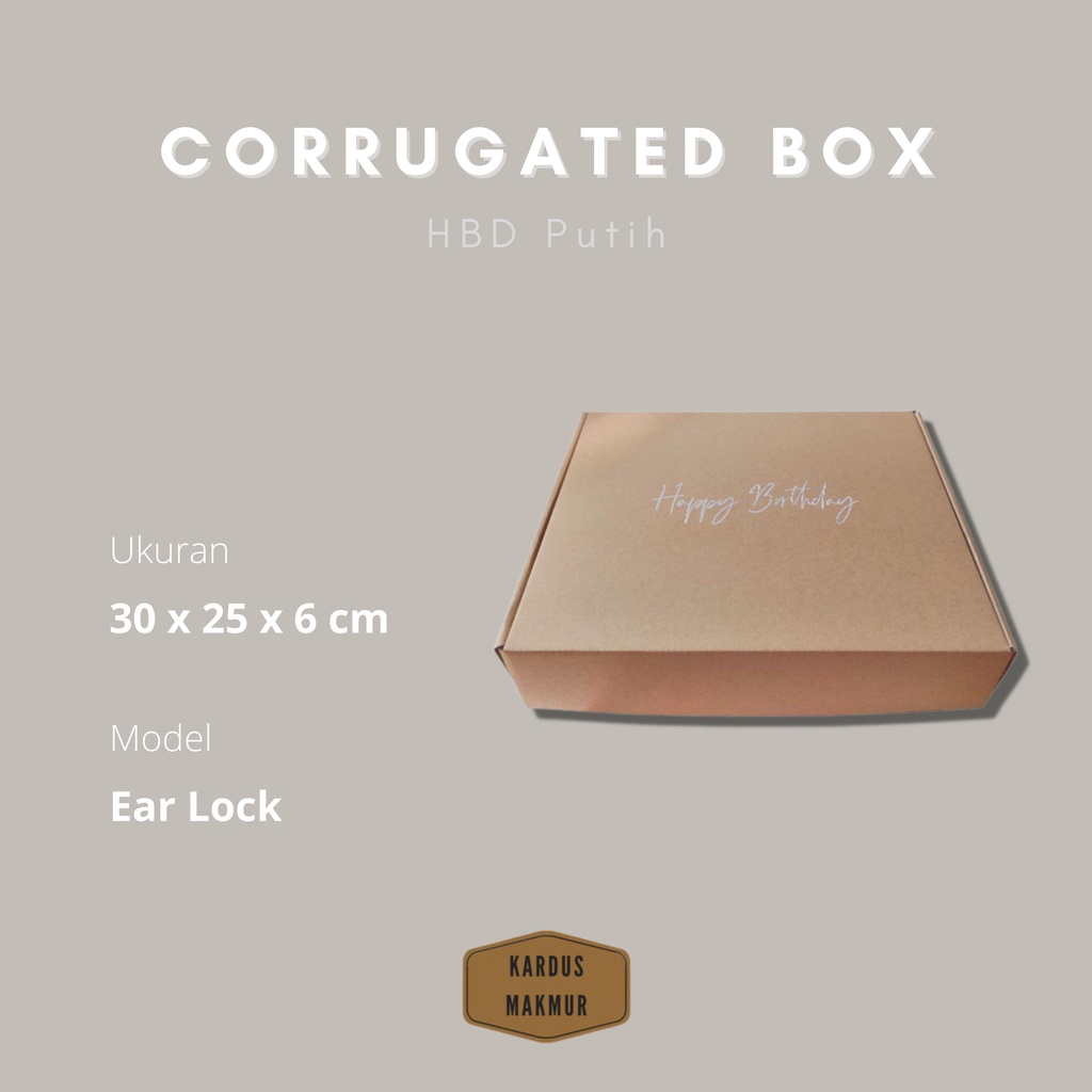 

Box "Happy Birthday" untuk kotak kado ulang tahun, model diecut ukuran 30x25x6 cm