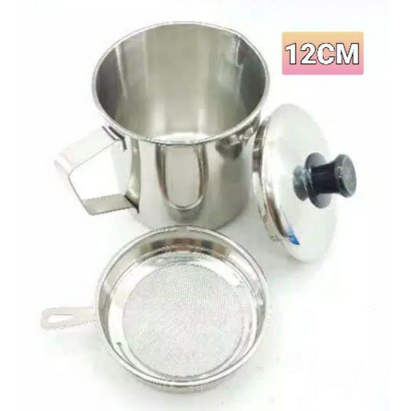 Saringan Minyak  , Oil Pot  ,  Oilpot Stainless Steel  , 12CM ,  liter saringan minyak