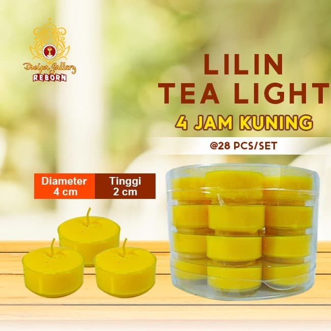 Lilin Tea Light (Tealight) Stearin 4 Jam @28 pcs/set Kuning