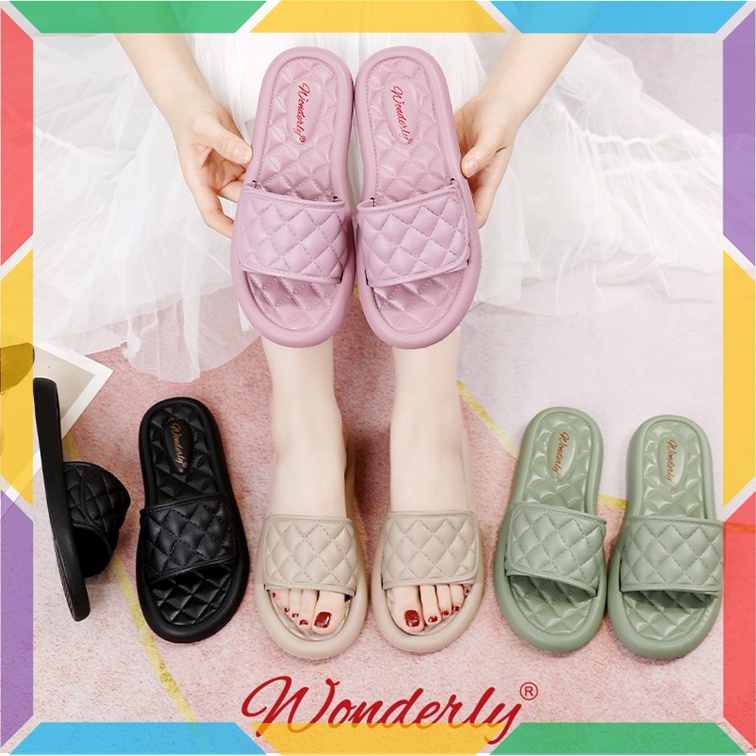 2026-1 Sandal Selop Wanita Wonderly Karet Empuk Sendal Slop Cewek Tawana Rumah Kamar Mandi Hotel