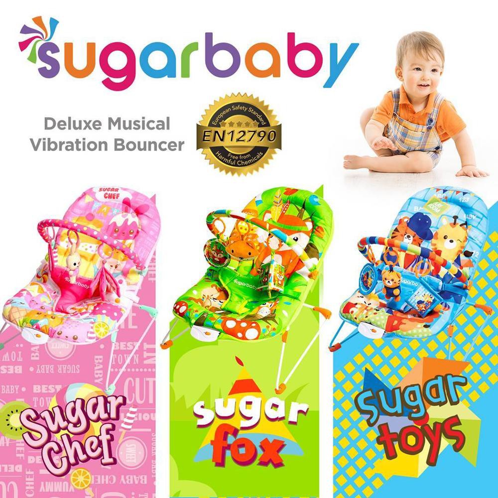 [FREE BUBBLE WRAB] Sugar Baby Bouncer Bayi 1 Recline, 3 Recline Deluxe Musical Vibration Kursi Bayi